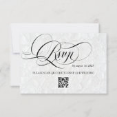 Bloemen witte kalligrafie bruiloft RSVP kaartje (Voorkant)