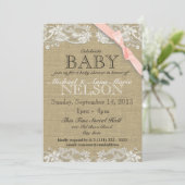Bloemen Witte Kant en Boog Baby shower Blush Pink Kaart (Staand voorkant)