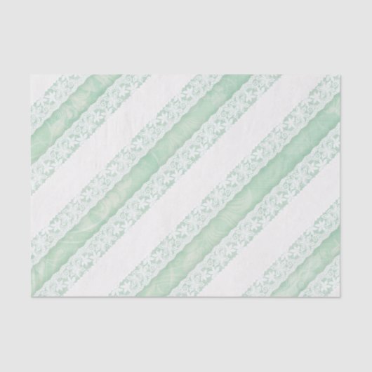 Bloemen witte kant groene bruiloft cadeau weefsel tissuepapier (Voorkant)