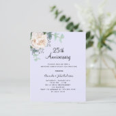 Bloemen witte lavendel 25e huwelijksuitnodiging (Staand voorkant)