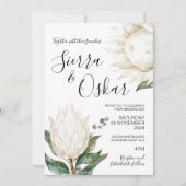 Bloemen Witte Protea Native Flowers Wedding Kaart (Voorkant)