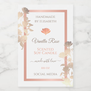 Bloemen Witte Rose Gold Product Verpakking Etikett Voedselcontainer Etiket