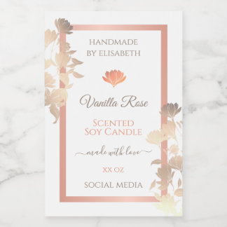 Bloemen Witte Rose Gold Product Verpakking Etikett Voedselcontainer Etiket