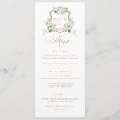 Bloemen Witte Salie Groen Crest Bruiloft Menu (Voorkant)