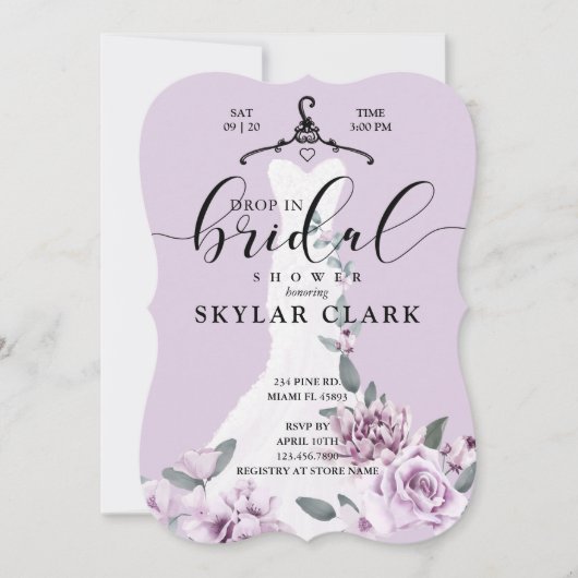 Bloemen Witte Trouwjurk Drop In Vrijgezellenfeest Kaart (Voorkant)