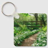 Bloemen | Witte wilde bloemen in de bossen Sleutelhanger (Voorkant)