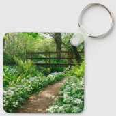 Bloemen | Witte wilde bloemen in de bossen Sleutelhanger (Achterkant)