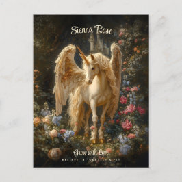 Bloemen Witte Woud Eenhoorn Fantasy Art Briefkaart
