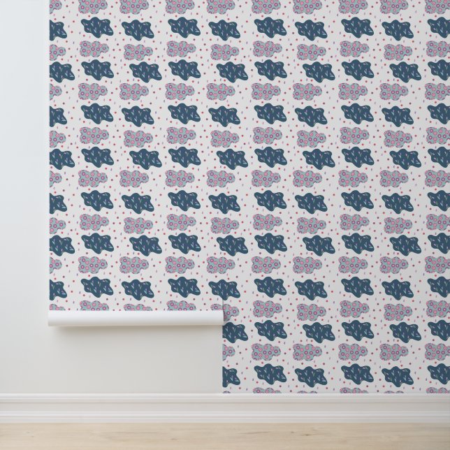 bloemen wolken patroon behang (Applicatie)