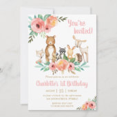 Bloemen Woodland Dieren Verjaardagsfeest Forest Gi Kaart (Voorkant)