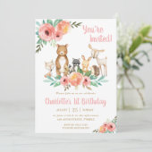 Bloemen Woodland Dieren Verjaardagsfeest Forest Gi Kaart (Staand voorkant)