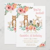 Bloemen Woodland Dieren Verjaardagsfeest Forest Gi Kaart (Voorkant / Achterkant)