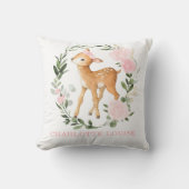Bloemen Woodland Herten groen Baby meisje kwekerij Kussen (Voorkant)