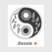 Bloemen yin yang symbool sticker (Vel)