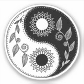 Bloemen yin yang symbool sticker (Voorkant)