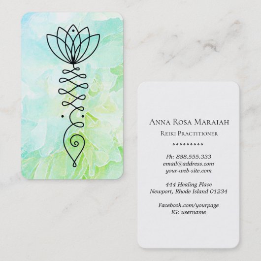 *~* Bloemen Yoga Hart pioenroos Bloem Reiki Lotus Visitekaartje (Voorkant / Achterkant)