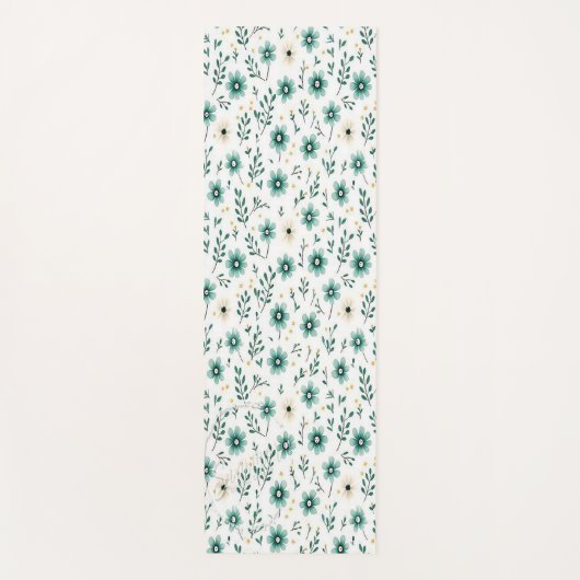 Bloemen Yoga Mats: Groene Bloemen Yoga Mat (Voorkant)