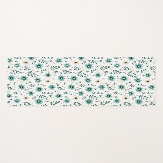Bloemen Yoga Mats: Groene Bloemen Yoga Mat (Voorkant (horizontaal))