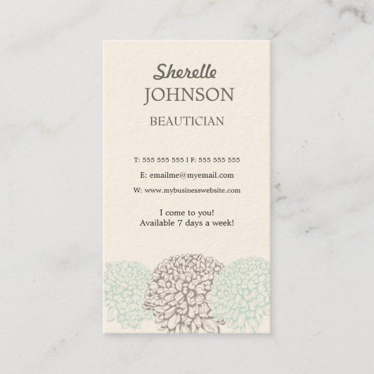  bloemen Zachte Neutrale Schoonheidskaarten Visitekaartje (Voorkant)