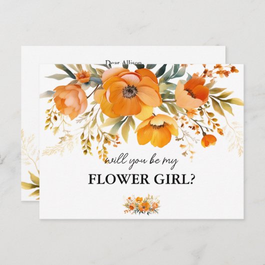 Bloemen zal je mijn bloem meisje kaart (Voorkant / Achterkant)