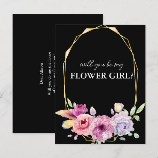 Bloemen zal je mijn bloem meisje kaart (Voorkant / Achterkant)