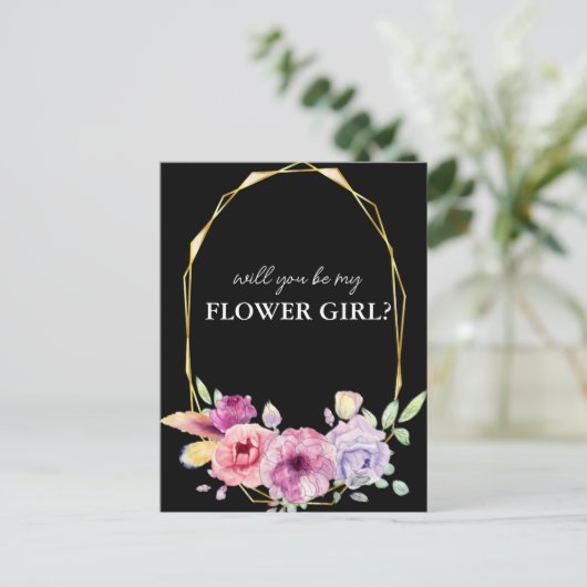 Bloemen zal je mijn bloem meisje kaart (Staand voorkant)