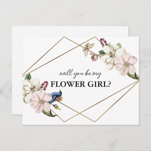 Bloemen zal je mijn bloem meisje kaart (Voorkant / Achterkant)