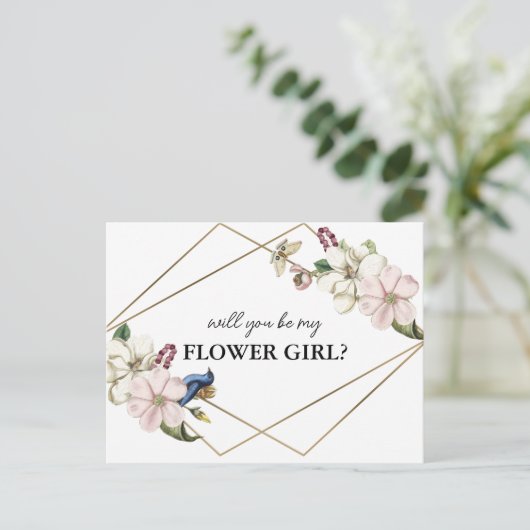 Bloemen zal je mijn bloem meisje kaart (Staand voorkant)