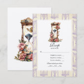  Bloemen Zandloper Bruiloft RSVP Kaartje (Voorkant / Achterkant)