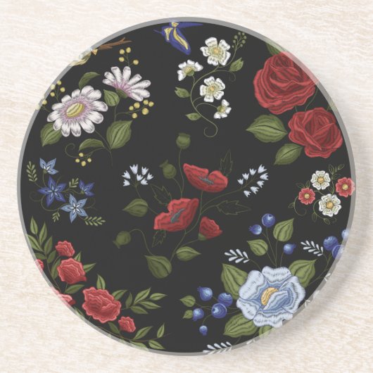 Bloemen Zandsteen Onderzetter (Voorkant)