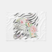 Bloemen Zebra Kroonprint Fleece Babydeken Deken (Voorkant (Horizontaal))