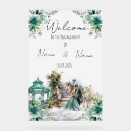 Bloemen zee groen Verloving teken Acryl Bord