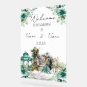 Bloemen zee groen Verloving teken Acryl Bord (Hoek)