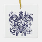 Bloemen Zee Schildpad red onze oceanen Keramisch Ornament (Voorkant)