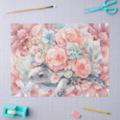 Bloemen Zee Turtle & Pink Flowers Tissuepapier (Craft)