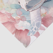 Bloemen Zee Turtle & Pink Flowers Tissuepapier (Detail)