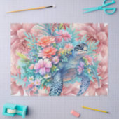 Bloemen Zee Turtle & Pink Flowers Tissuepapier (Craft)