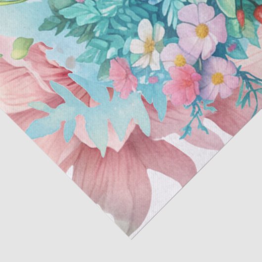 Bloemen Zee Turtle & Pink Flowers Tissuepapier (Detail)