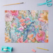 Bloemen Zee Turtle & Pink Flowers Tissuepapier (Craft)