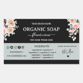 Bloemen Zelfgemaakte Zeep Label Rechthoek (Voorkant)