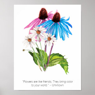 Bloemen zijn als vrienden   Inspirerend prijsopgav Poster