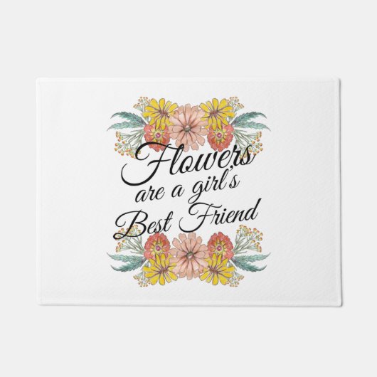 Bloemen zijn een meisje met de beste vrienden van  deurmat (Voorkant)