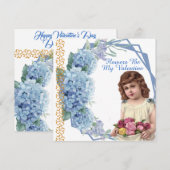 Bloemen zijn mijn Valentijn Blue Flora grote docht Feestdagenkaart (Voorkant / Achterkant)