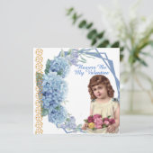 Bloemen zijn mijn Valentijn Blue Flora grote docht Feestdagenkaart (Staand voorkant)