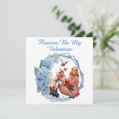 Bloemen zijn mijn Valentijn Blue Flora grote docht Feestdagenkaart (Staand voorkant)