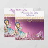 Bloemen zijn mijn Valentijn Paars Lila Feestdagenkaart (Voorkant / Achterkant)