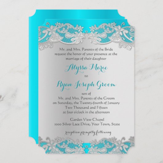 Bloemen Zilver Design Kaart (Voorkant / Achterkant)