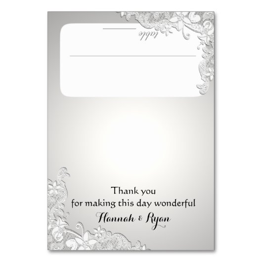 Bloemen Zilver Grijs Zitplaatsen Kaart (Voorkant)