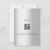 Bloemen zilver groen luxe QR code RSVP bruiloft Kaart (Achterkant)