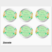 Bloemen Zilver Licht Groen Product Verpakking Etik Ronde Sticker (Vel)